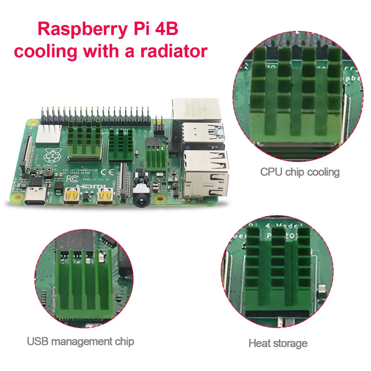 12 шт. Raspberry Pi 4B теплоотвод комплект, алюминиевый радиатор охлаждения комплект Кулер Зеленый Желтый Черный Белый для Raspberry Pi 4B