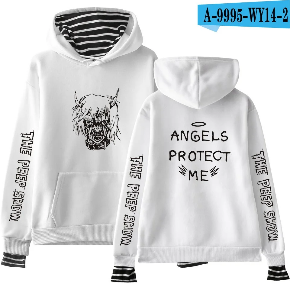 Креативные толстовки из двух частей для женщин Lil Peep ANGELS PROTECT ME Толстовка Harajuku высококачественный пуловер толстовки Sudadera - Цвет: White