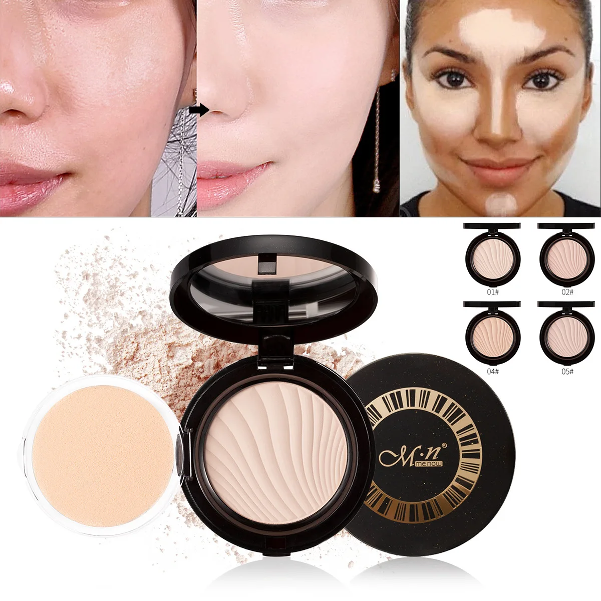 

MENOW Matte Pressed Powder Makeup Concealer Oil-control Face Setting Foundation Facial Make Up Mineral Compact Powder Cosmetics