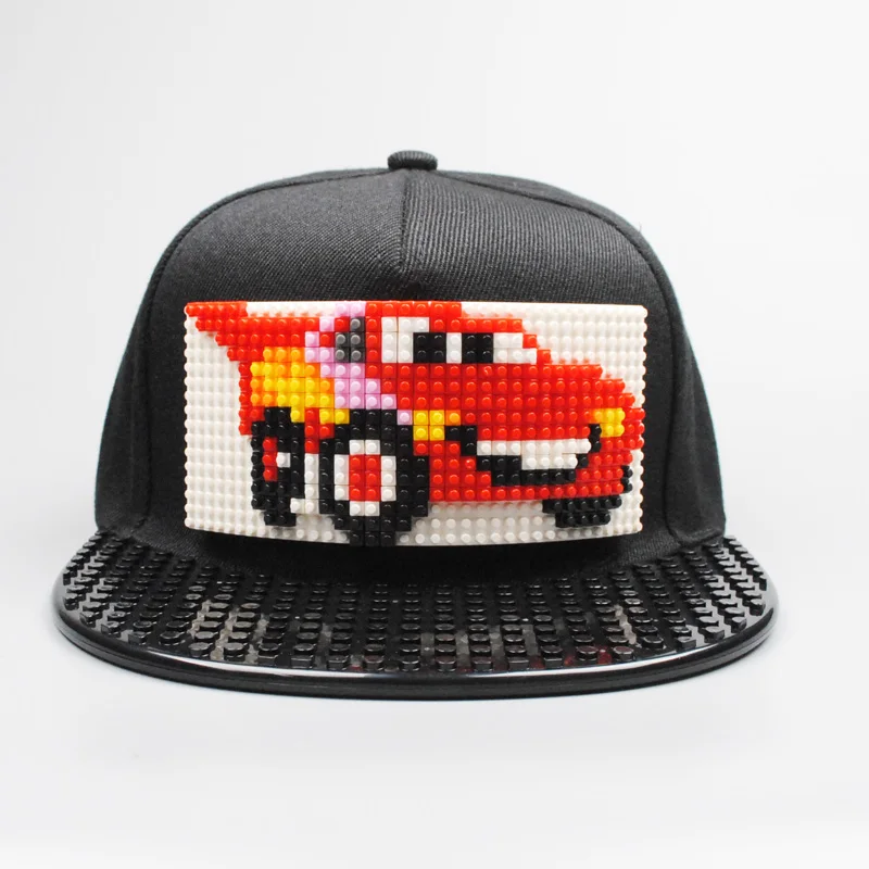 car1 Новые головоломки игры блоки DIY лего бейсбольная шляпа Боб Марли пиксели супергерой папа шапки Snapback кепки для мужчин и женщин Съемный - Цвет: car1