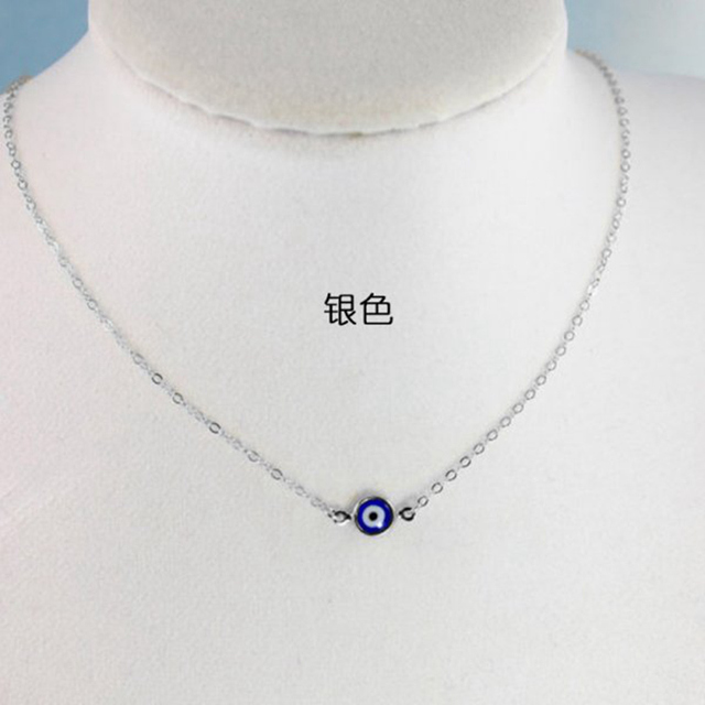 Lucky Evil Eye Pendant Necklace for Women Men Blue Resin Transparent Round Water Drop Turkish Jewelry Chain Choker Gifts