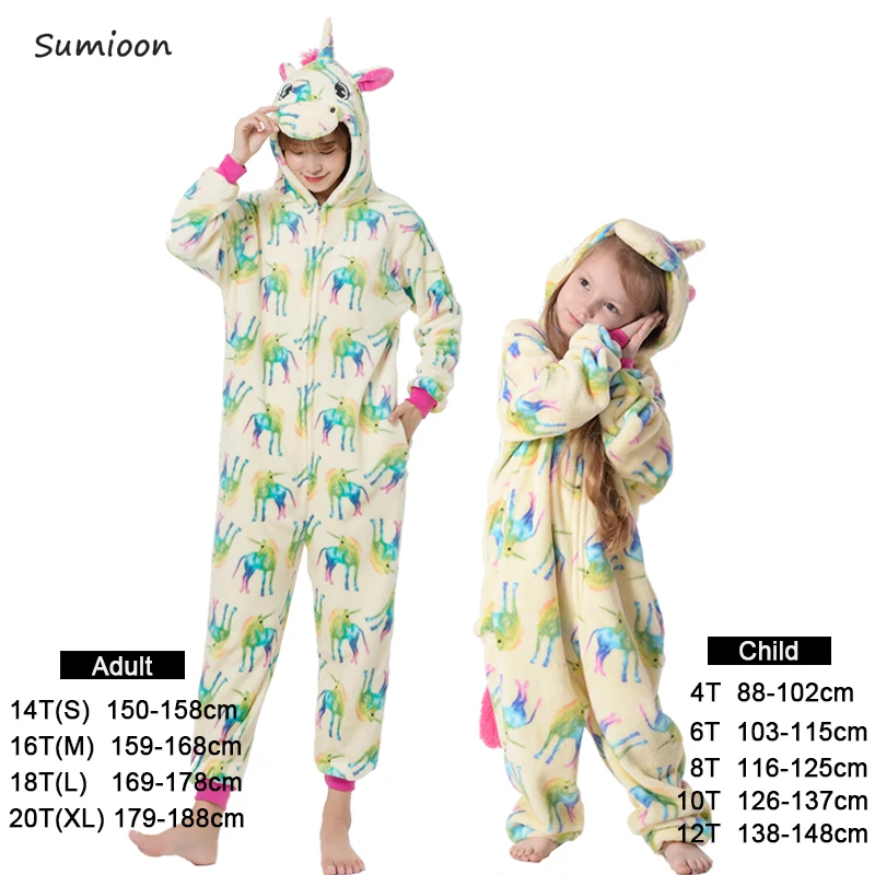 Kuguurumi Onesie/Детская Пижама; Пижама с единорогом для мальчиков и девочек; зимняя одежда для сна для женщин; Пижама с изображением панды и льва для костюмированной вечеринки; Детские пижамные комплекты - Цвет: Unicorn