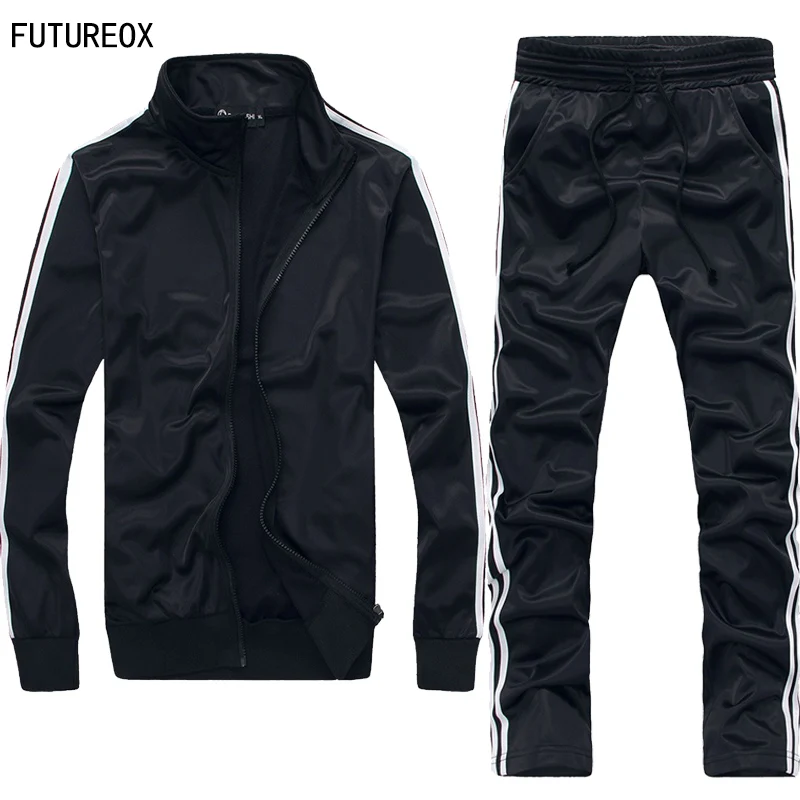

2019 New Striped Tracksuit Men's Solid Sets Casual Sports Suit Spring Autumn Men Sportswear Zipper Hoodie+Pants Training Suit