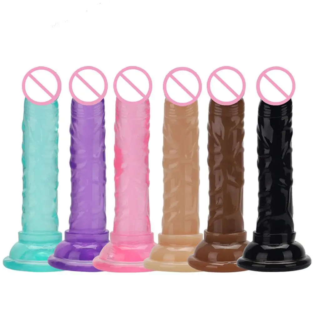 Porno Mini Jelly Dildo For Woman Small Penis Sex Toy Sucker Penis Crystal Transparent Quality TPE Sex Toys Female Shop sex toys