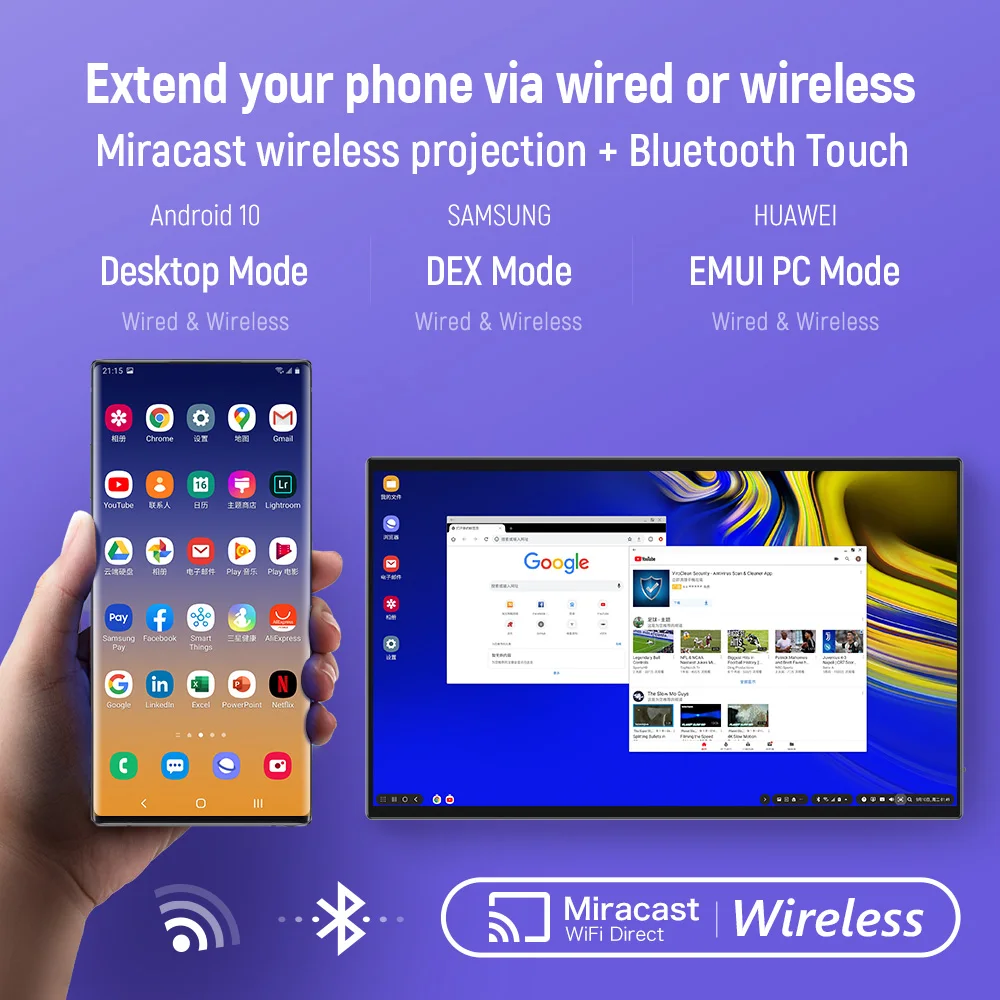 15.6 Inch Wired&Wireless Monitor/2.5D Quad