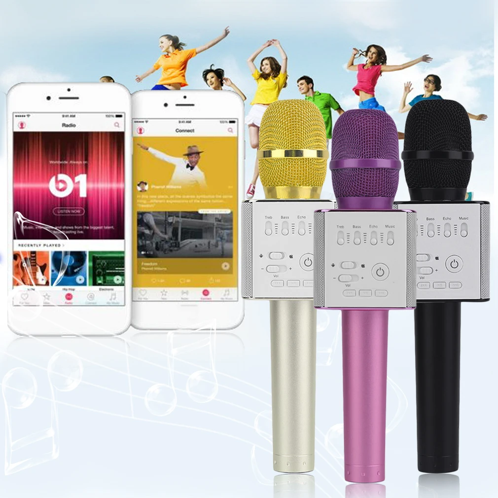 Q9 супер бас беспроводной Bluetooth мобильный телефон караоке микрофон ручной KTV Поющий динамик для IOS для Android новое поступление