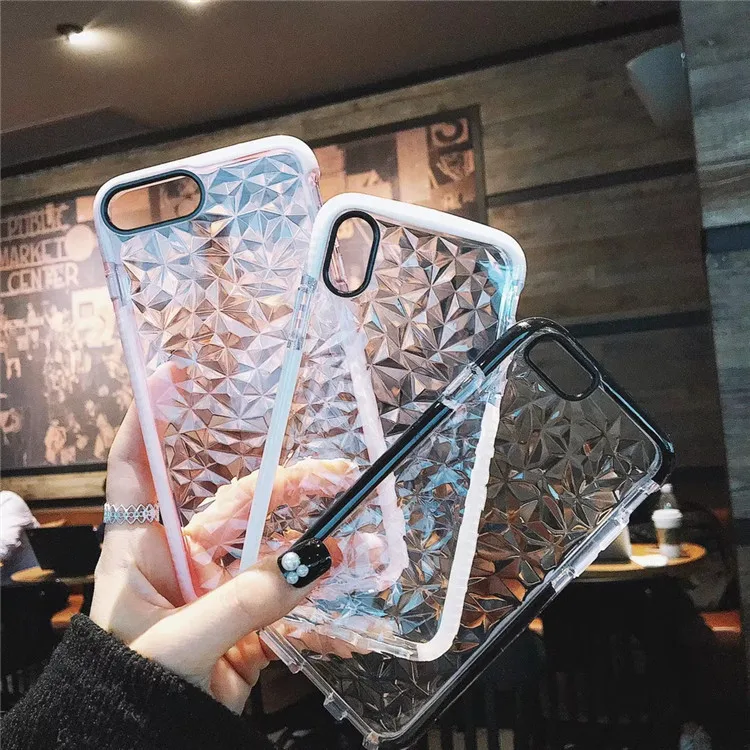 

Luxury Funds Capa Bling Transparent Soft Case Diamond Pattern Soft Case Cover For Samsung S7 S8 S9 S10 PLUS Note9 A50 A70 Coque