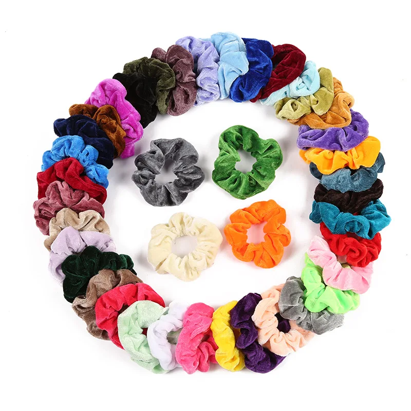 40 цветная ткань кольцо для волос шелковые Однотонные резинки для волос(случайный цвет) hait инструмент для укладки девушка ребенок женщина модные аксессуары