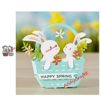 

Metal cutting dies Rabbit and flower basket cut die mold decoration Scrapbook paper craft knife mould blade punch stencils die