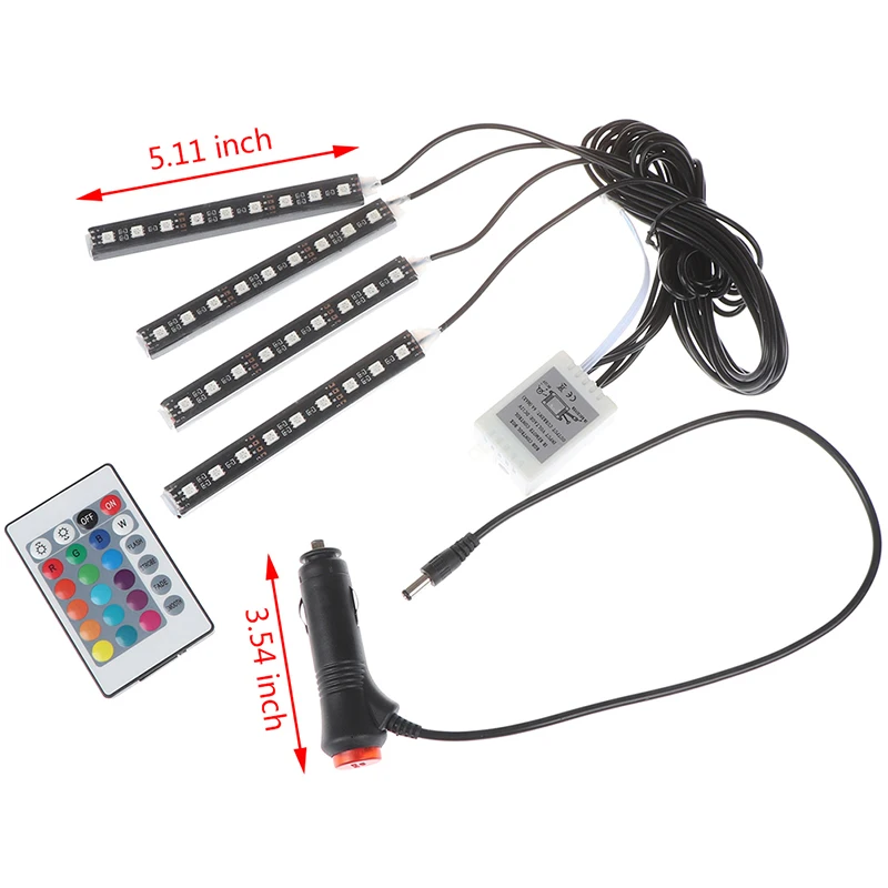 1x4X LED RGB App Control car Interior light ambient decorative board door fiber optic atmosphere lamps | Автомобили и мотоциклы