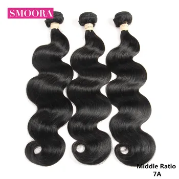 

Smoora Body Wave Hair Bundles Indian Human Hair Weave 3 Bundles Deal Body Wave Hair Extensions Natural Black Non-Remy