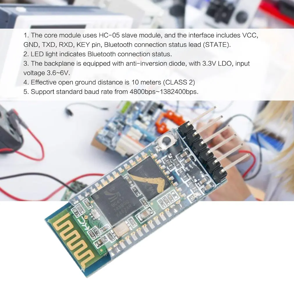 HC-05 6 Pin Bluetooth интегрированный серийный проходной модуль мастер-раб беспроводной для Arduino анти-обратный связи DIY