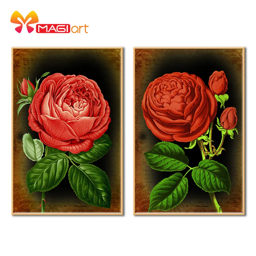 

Cross stitch kits Embroidery needlework sets 11CT water soluble canvas patterns 14CT Mordern style red roses-NCMF077