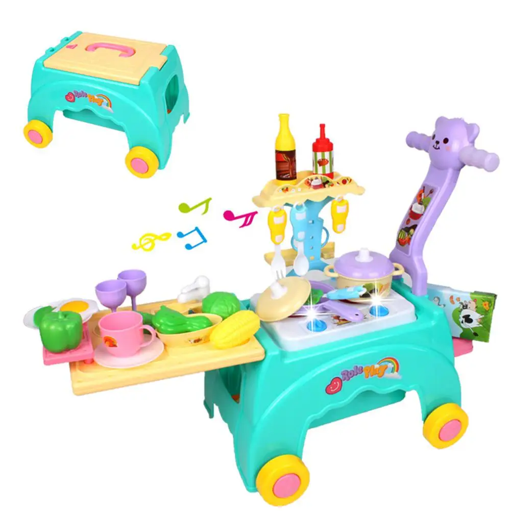 Многофункциональный Детский игровой дом, игрушечная тележка, машина для хранения, кухонная игрушка, светильник - Цвет: 6601-1A