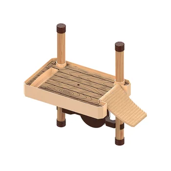 

Turtle Tortoise Frog Pier Floating Climbing Basking Platform Ramp Ladder with Food Water Dish Aquarium Tank Decor