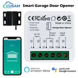 CUSAM WiFi Smart Garage Door Opener Tuya App Remote Control Module Switch Works with Alexa Google Assistant Siri Shortcut