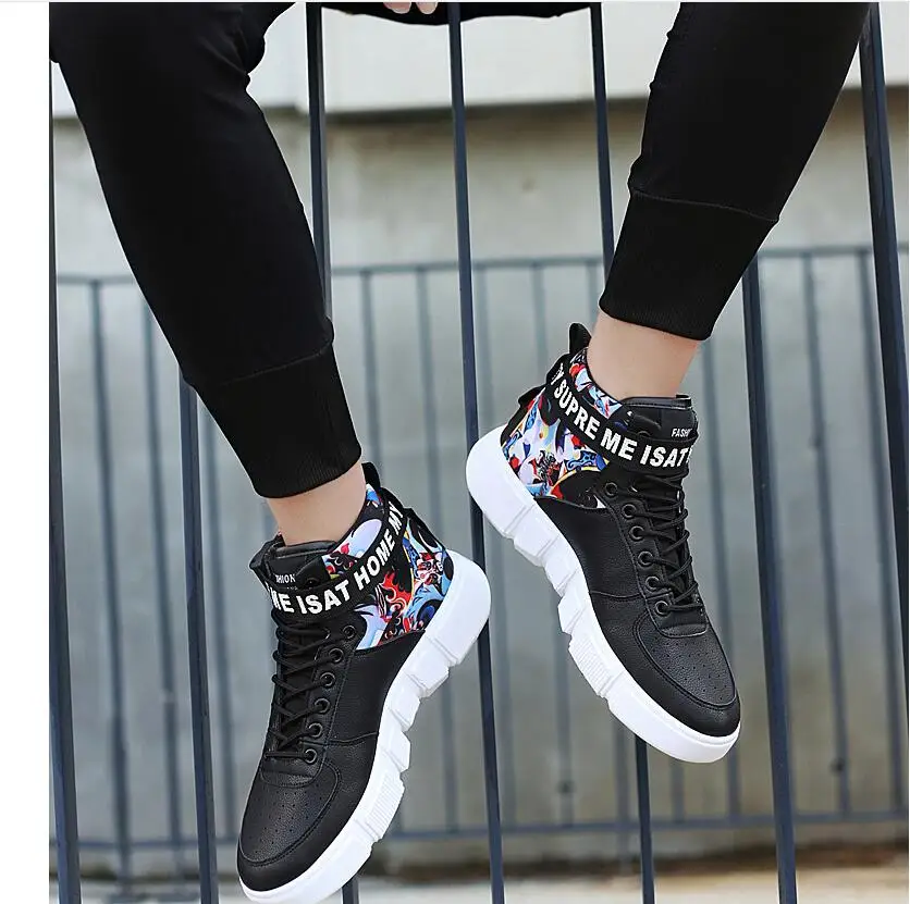 Men's shoes new thick bottom high to help casual men's sports shoes running tide shoes