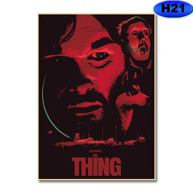 Retro Kraft Paper Movie Posters Classic Horror Movie The Thing Poster Home Decor Living Room Bar Cafe Art Painting Wall Sticker H21