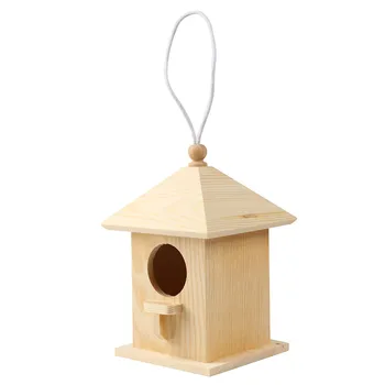 

Mini Outdoor Bird Feeder Wooden Hanging Bird Food Container for Balcony Garden Park Bird House Type Feeder Garden Decoration 626
