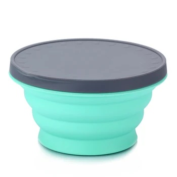 

Portable Bowl Expandable Bowl Silicone Collapsible with Lid and Silicone Dish Sponge for Travel Camping Hiking