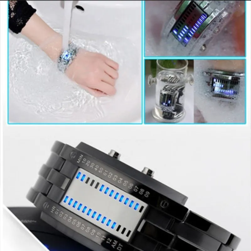 

[Buy One Get Six] Waterproof Fashion Cool South Korea Concept LED Watch Lava Steel Belt Couples Students Electronic Watch
