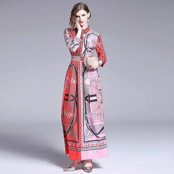 

2019 Boho Dress For Women Bohemian Long Shirt Dress European Fashion Designer Runway Dresses Casual Robe