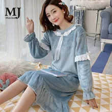 X128 Пижама, пижама, Femme, бархатная ночная рубашка, теплая Пижама принцессы во французском стиле, Женская фланелевая ночная рубашка, домашняя одежда