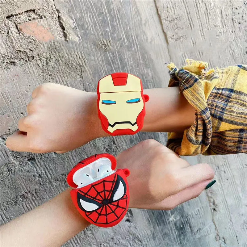 

For AirPod 2 Case 3D Spiderman Ironman Watchband Wristband Cartoon Soft Silicone Cases For Apple Airpods Case Cute Cover Funda