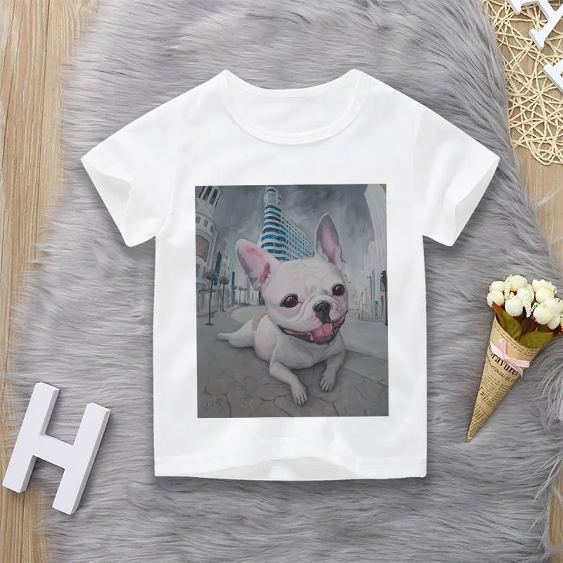 Kawaii детская футболка забавная собака Giggle бег Шаблон Новая футболка для девочек детские милые футболки для мальчиков Повседневная мода вокруг шеи - Цвет: 3537