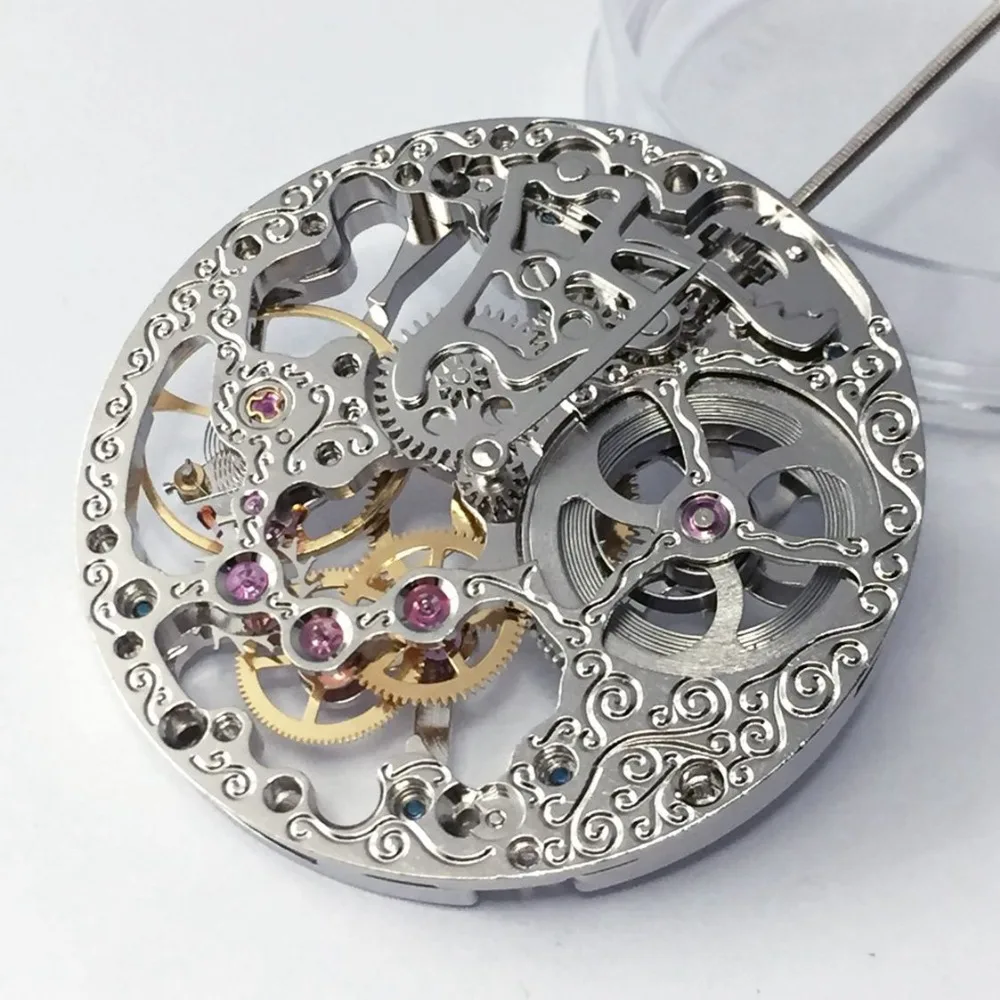17 Jewels Серебряный полный скелет 6497 ручной обмотки движение серебро Нержавеющая сталь подходят часы Parnis