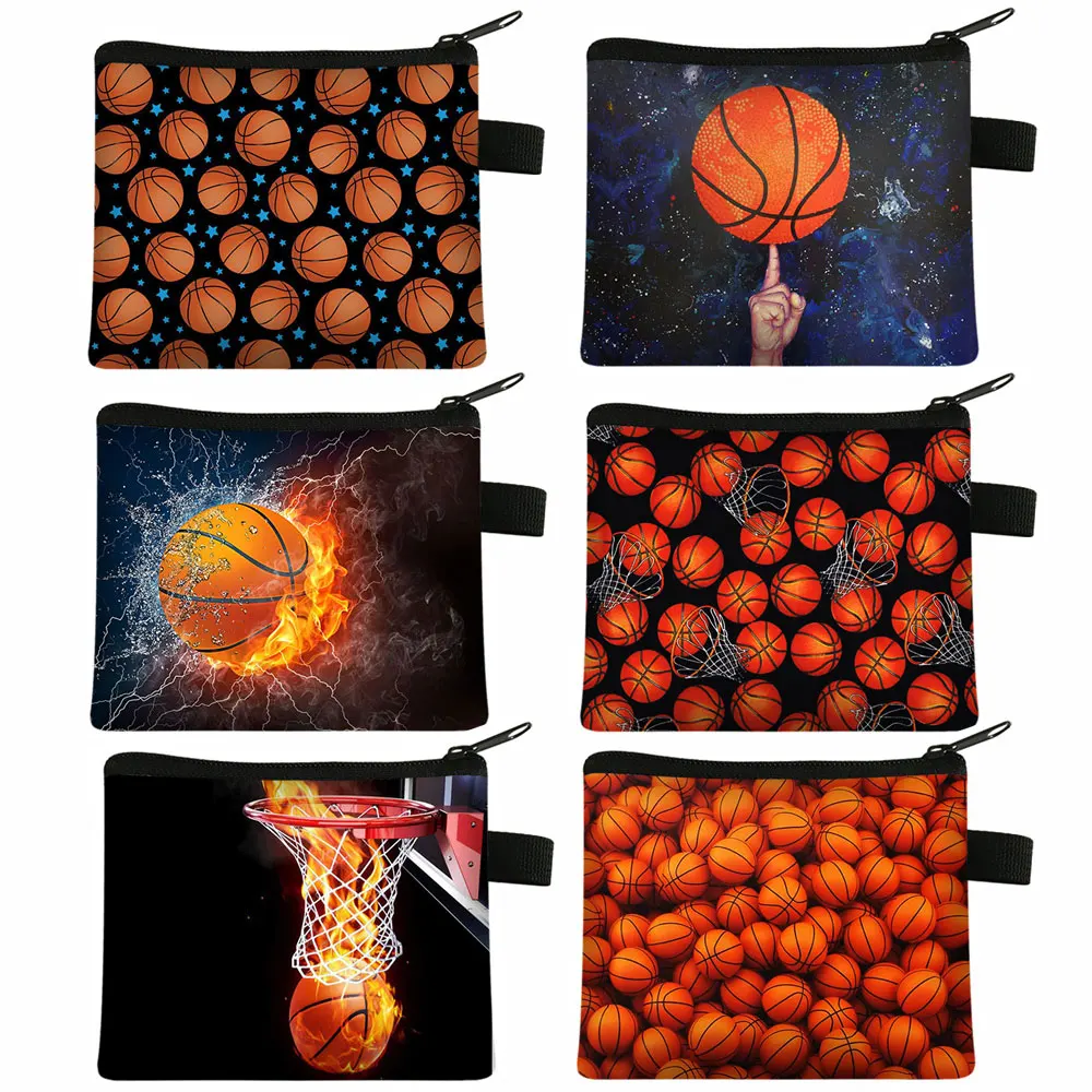 

Cute Basketball Print Coin Purse Kids Wallet Money Key Holder Bags Boys Purse Mini Change Coin Pouch Bags Gift