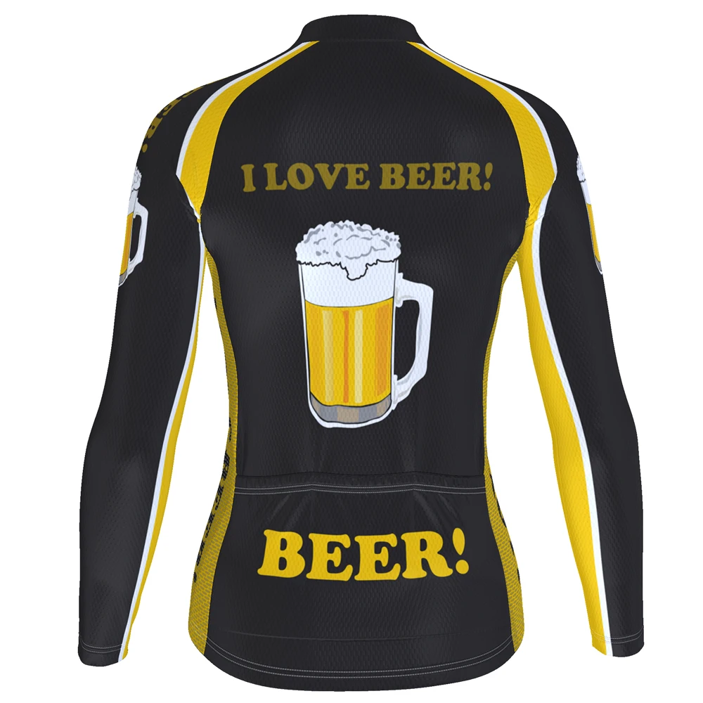 HIRBGOD, новинка, женская одежда для велоспорта I Love Beer, высокое качество, длинный рукав, велосипедная майка, Женская быстросохнущая велосипедная майка, TYZ079-04