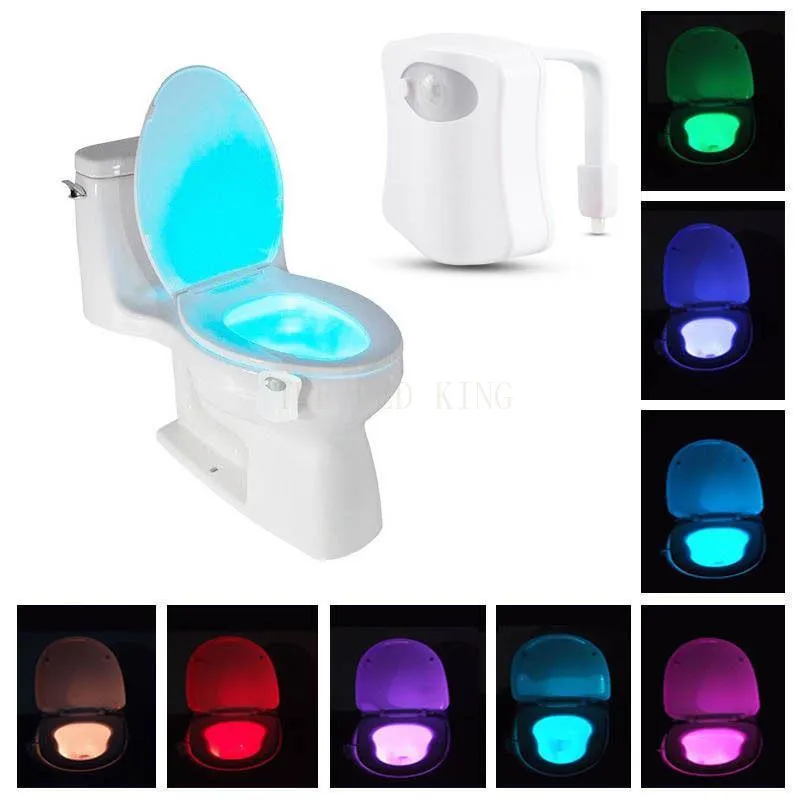 Motion Sensor Toilet Seat Lighting 8 Colors Backlight Toilet Bowl Automatic  Night Lamp 3*AAA Seat Sensor Light LED Toilet Lamp