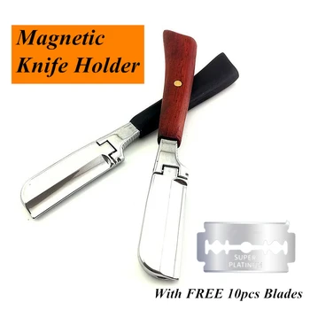 

Men Shaving Barber Tools Magnetic Knife Holder Sandalwood Handle Household Razor Haircut Razor Easy To Install Blade G0807