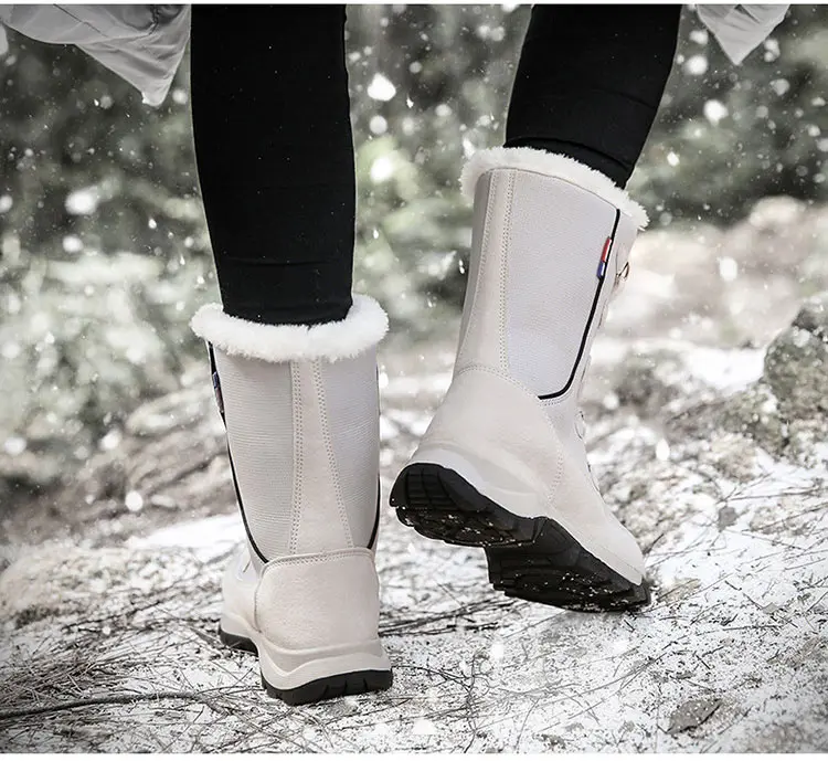 Женские ботинки г. Однотонные зимние ботинки на шнуровке женские зимние ботинки с высоким берцем женская обувь Теплая Бархатная Водонепроницаемая зимняя обувь для женщин