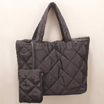 solid black SUOAI 3в1 женская сумка мягкая зимняя сумка Женская водонепроницаемая сумка на плечо Повседневная сумка высокого качества Оксфорд сумка с перьями - Цвет: solid black