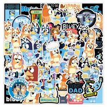 

50PCS Cartoon Blue Dog Stickers Bluey Cute Guitar Refrigerator Skateboard Suitcase Cup Car Helmet Phone Notebook Kids Toys Gift