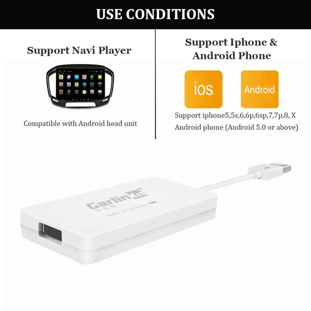 Carlinkit беспроводной USB Carplay Stick Smart Link для Android, Apple Dongle навигационный плеер небольшая палка с Android Авто gps