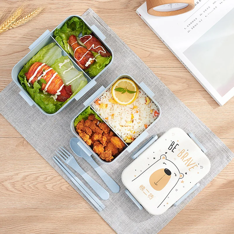 

Creative microwave oven wheat straw lunch box sealed tableware multifunctional food container durable lunch box storage box