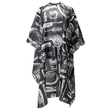 

Professional Salon Barbers Hairstylist Hairdressing Printed Waterproof Non-sticky Hair Cutting Gown Cloth Cape(Black)