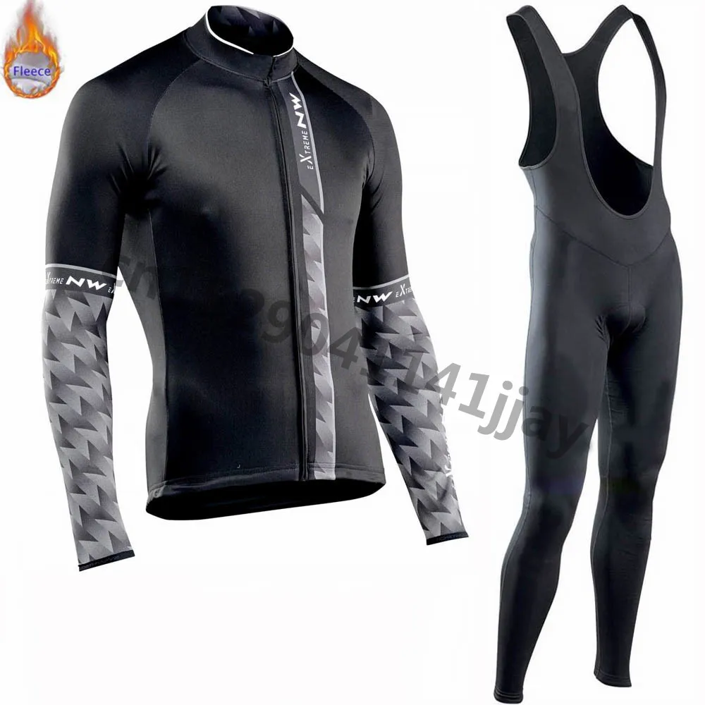 

2019 NW Men Winter Thermal Fleece Long Sleeve Cycling Jersey Set New Northwave MTB Bicycle Cycling Clothing Maillot Ciclismo A1