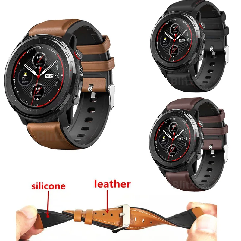 Ремешок кожаный и силиконовый для Xiaomi Amazfit Stratos 3 2 2S сменный Браслет наручных