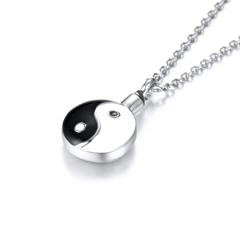 Cremation Urn Necklace, Stainless Steel Yin and Yang Gossip Ashes Memorial Pendant,Jewelry for Human or Dog Pets Ashes