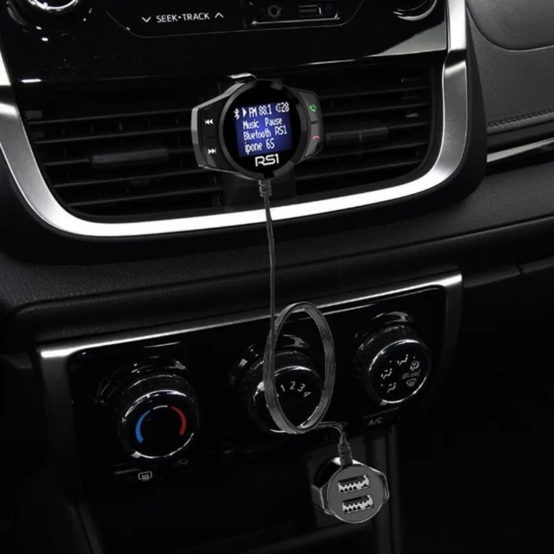 Многофункциональное автомобильное зарядное устройство RS1 беспроводной Bluetooth fm-передатчик автомобильный комплект свободные руки большой дисплей MP3 плеер USB зарядное устройство
