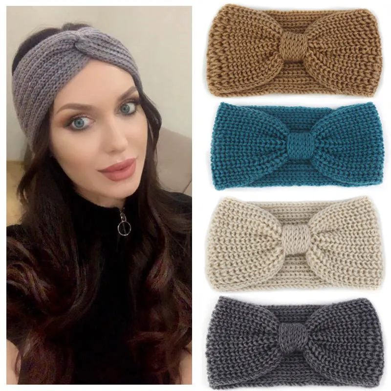Winter Warmer Ear Knitted Headband For Women Girls Hair Accessories Solid Woolen Headwear Turban Hair Band Head Wrap For Lady