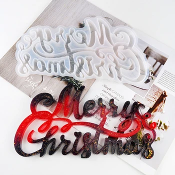 

1x Merry Christmas Resin Molds Epoxy Casting Molds for DIY Table Decoration Home Ornament Xmas Gift Mold Art Crafts Tools