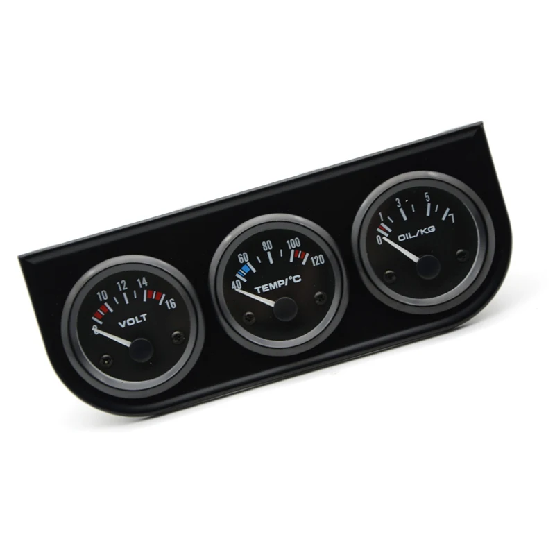 

2-5/8" inches 52mm LED 3 In 1 Kit back-lit gauges Voltmeter Water Thermometer Oil Pressure Electrical Gauge Meter