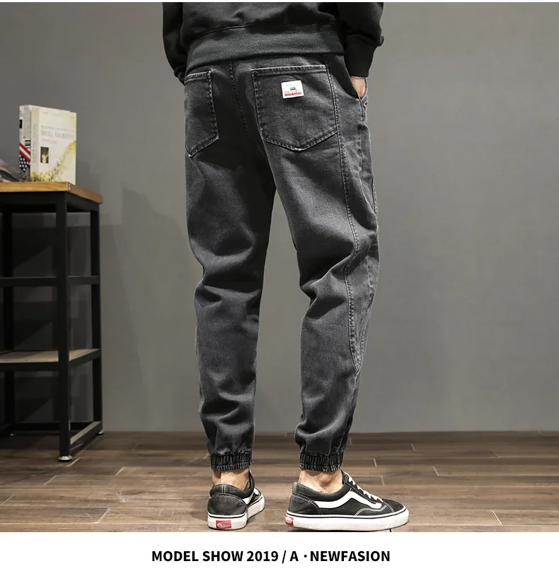 Мешковатые джинсы для мужчин Уличная осень зима ковбойский стиль Moda Masculina Roupas джинсы Masculino сшивание черные шаровары