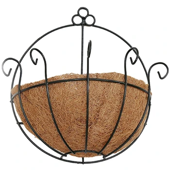 

Handmade Straw Wall Hanging Flower Basket European Flower Pot Wall Decoration Wrought Iron Basket Flower Garden Pastoral Rattan