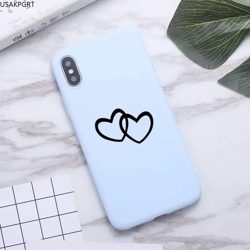 

Colorful Love Heart Phone Case for iPhone 11 Pro Max X XR XS 8 7 6s Plus Candy purple Silicone Cases